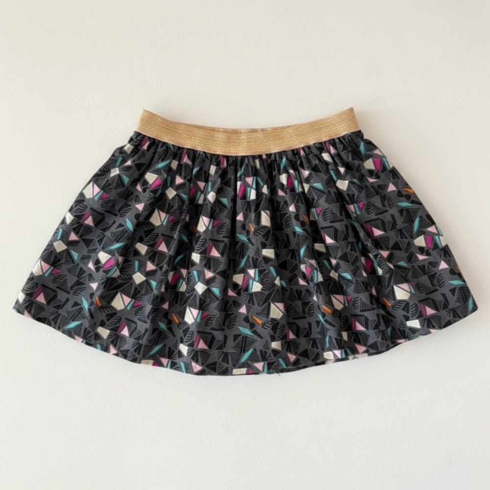 Babyface Girls Gray Multi Geometric Mini Skirt 2T – Gold Waistband